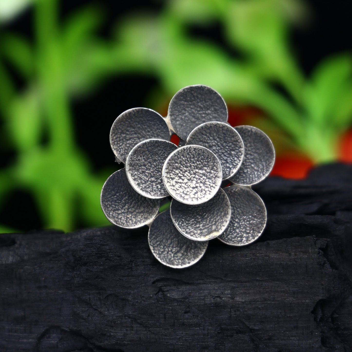 925 Sterling silver Indian Cultural design handmade silver vintage flower style adjustable ring indian tribal belly dance jewelry sr398 - TRIBAL ORNAMENTS