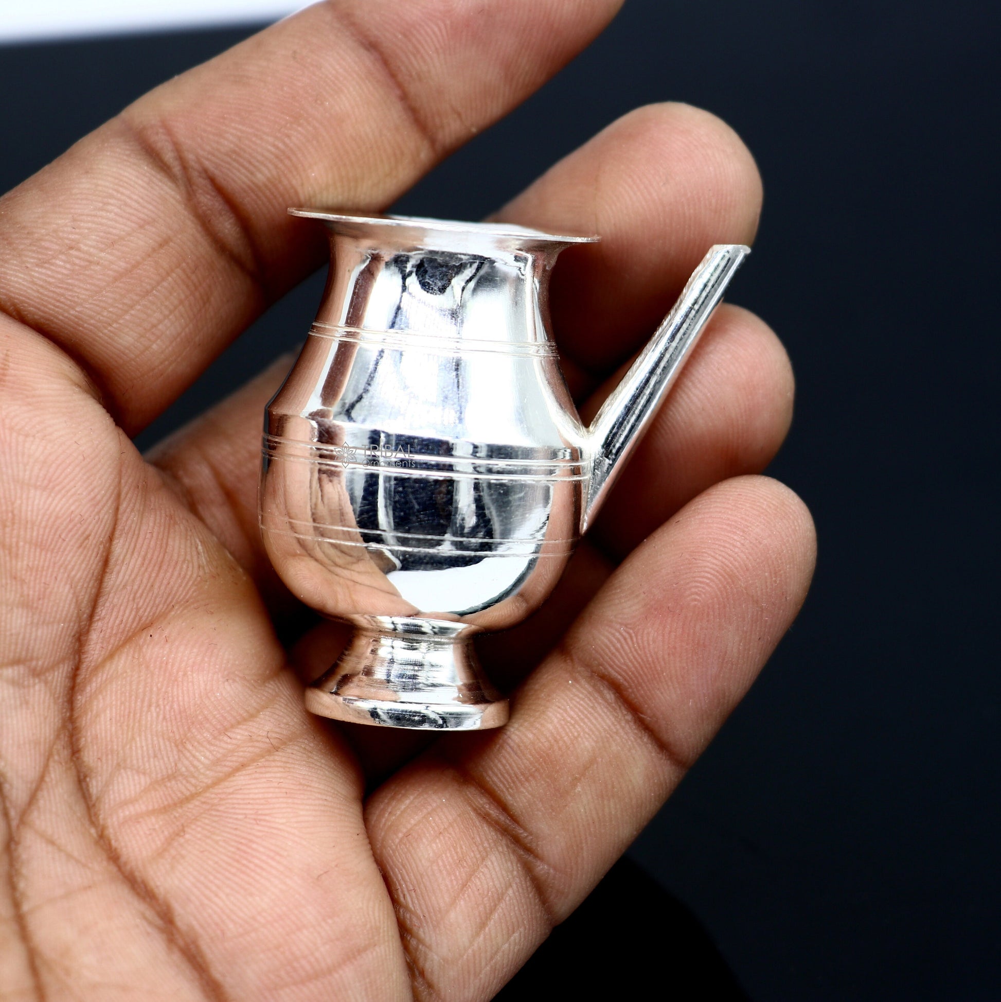 925 Solid sterling silver handmade small karwa chauth Kalash or pot, unique silver puja article, water or milk shiva Abhishek kalash su1201 - TRIBAL ORNAMENTS