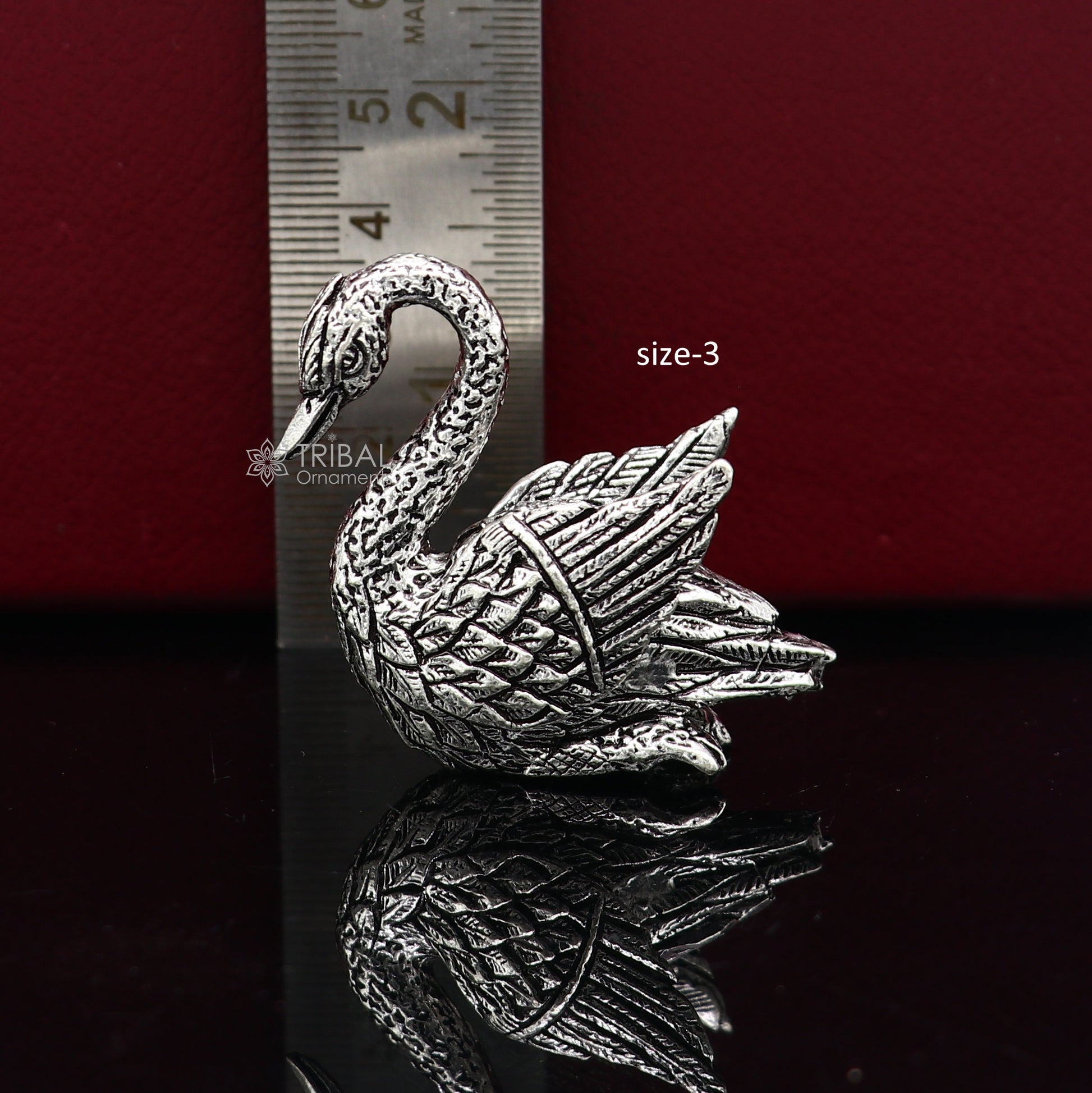 925 sterling silver handmade Silver swan figurine Swan silver miniature Beautiful silver miniature swan best diwali gift art754 - TRIBAL ORNAMENTS