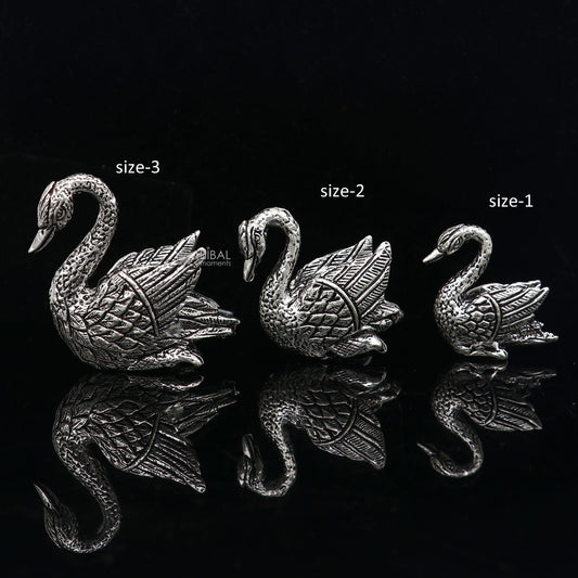 925 sterling silver handmade Silver swan figurine Swan silver miniature Beautiful silver miniature swan best diwali gift art754 - TRIBAL ORNAMENTS