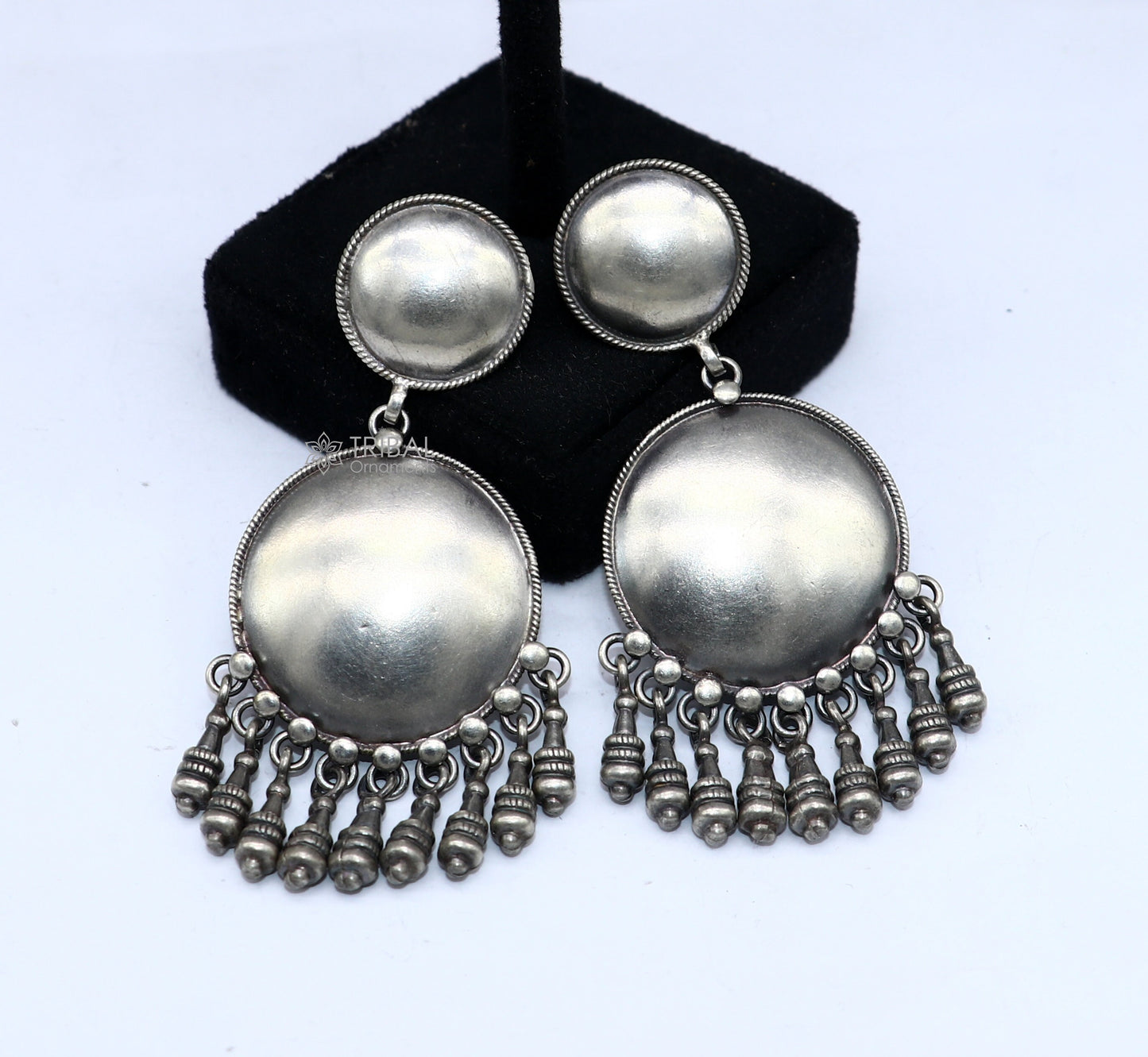 925 Sterling silver handmade traditional cultural drop dangle hangings plain design earrings, best party functional jewelry s1233 - TRIBAL ORNAMENTS