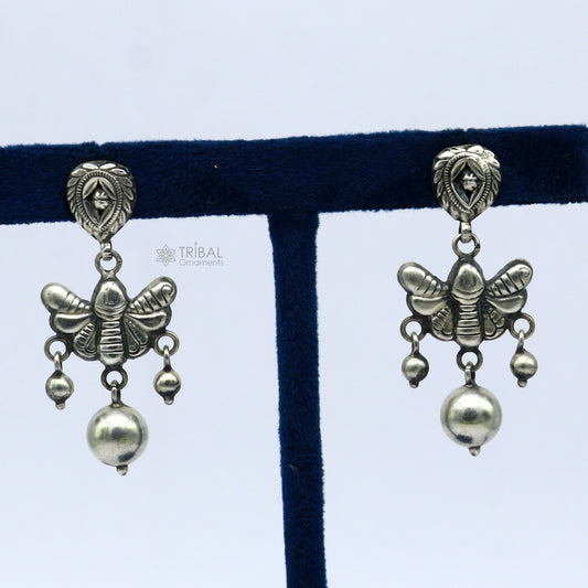 925 sterling silver handmade fabulous light weight Stud dangler earring, butterfly design excellent ethnic tribal functional Earrings s1246 - TRIBAL ORNAMENTS