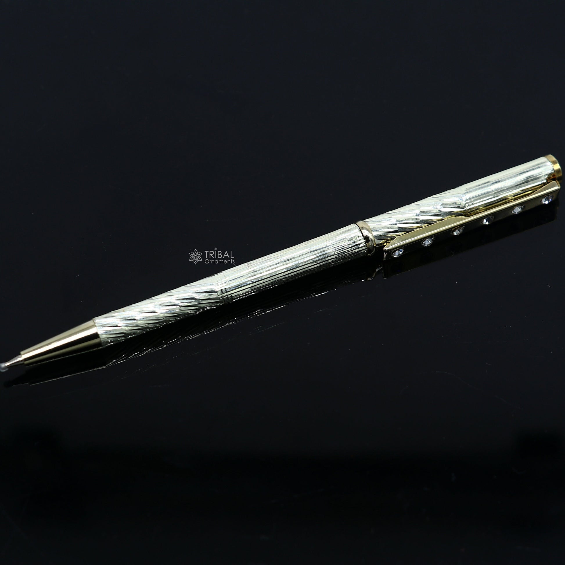 925 Sterling silver handmade unique luxury writing ball pen, best silver gifting article from india art756 - TRIBAL ORNAMENTS