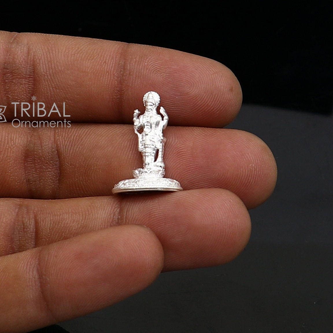 Divine sterling silver handmade Lord Vishnu Standing statue or Narayana figurine Murti , amazing Stunning puja worshipping  figurine art758 - TRIBAL ORNAMENTS