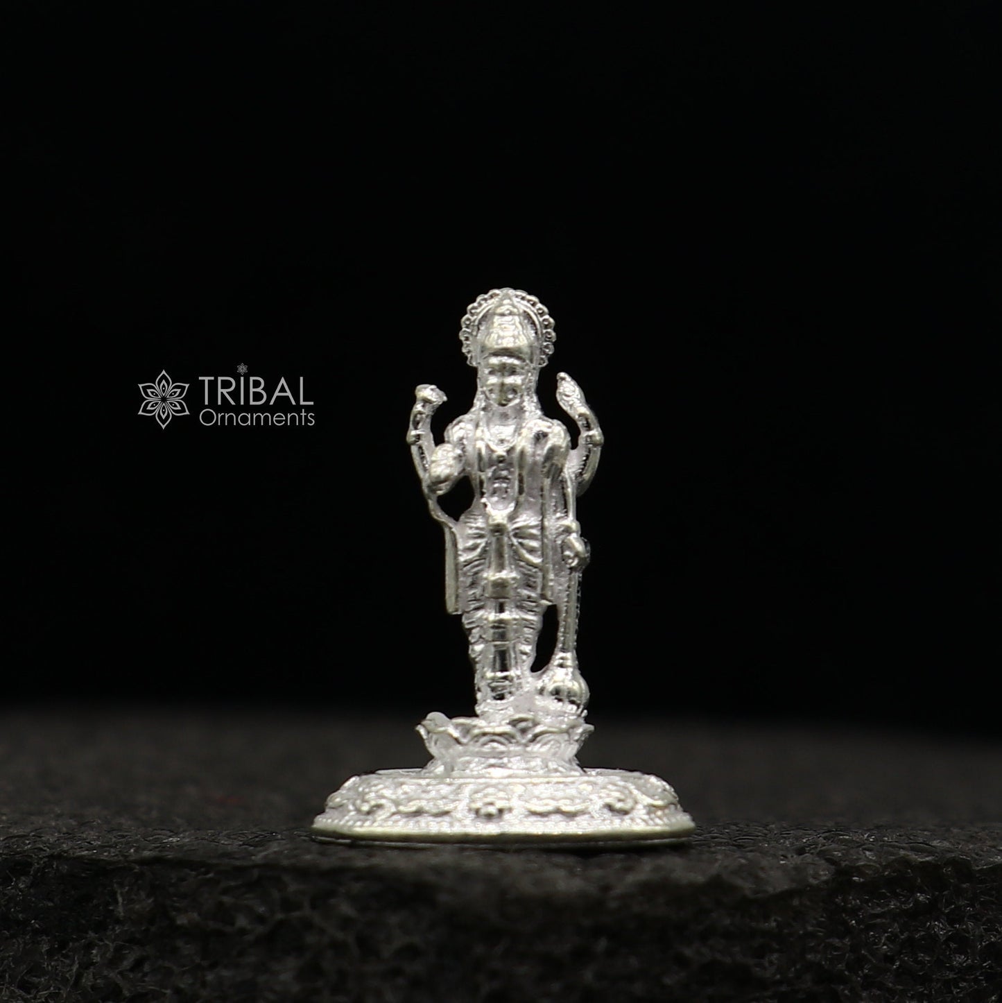 Divine sterling silver handmade Lord Vishnu Standing statue or Narayana figurine Murti , amazing Stunning puja worshipping  figurine art758 - TRIBAL ORNAMENTS