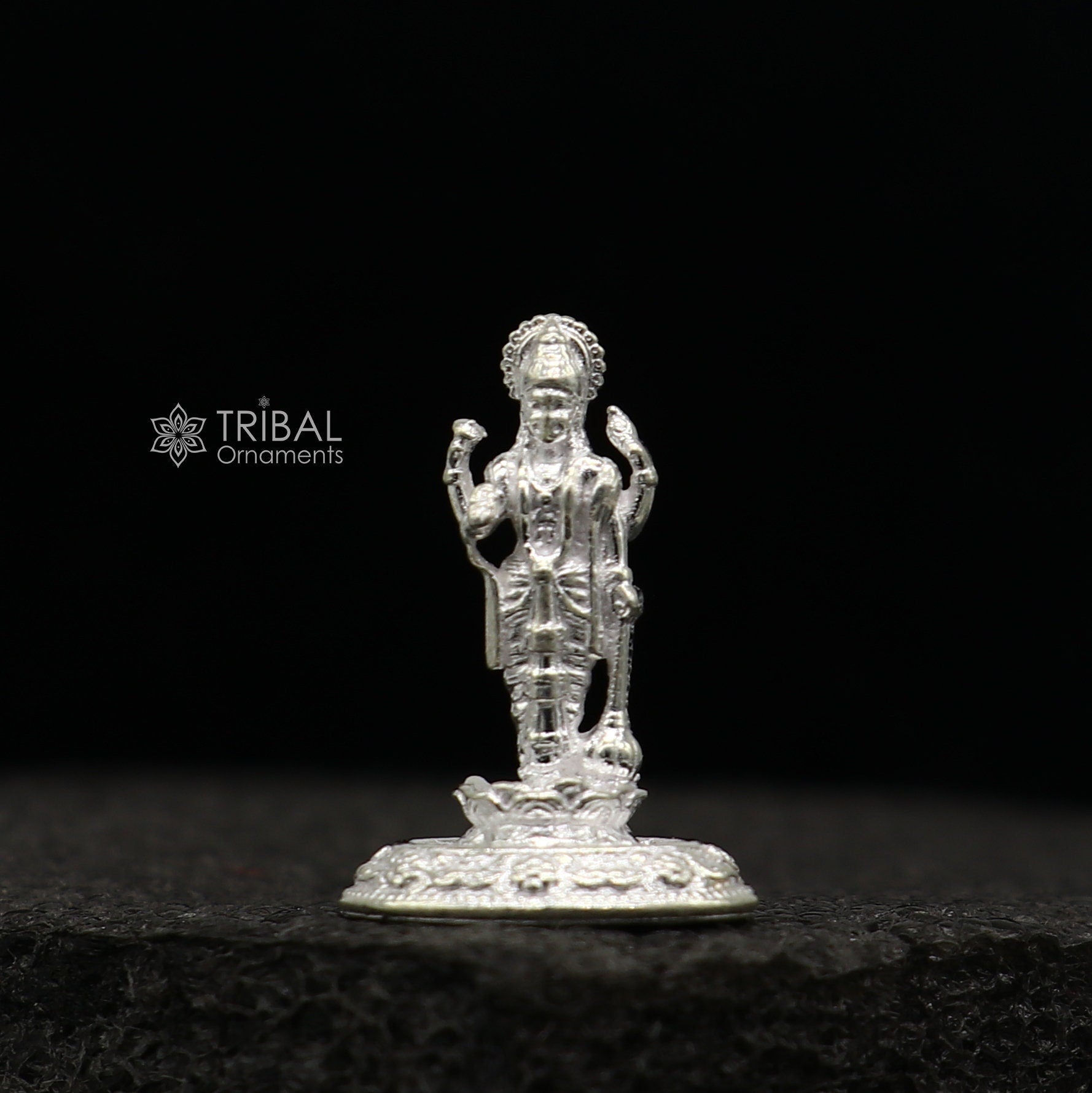 Divine sterling silver handmade Lord Vishnu Standing statue or Narayana figurine Murti , amazing Stunning puja worshipping  figurine art758 - TRIBAL ORNAMENTS