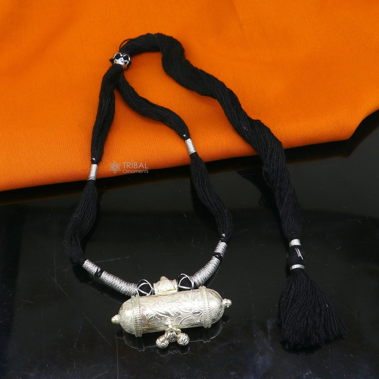 925 Sterling silver handmade Ethnic cultural tribal pendant with necklace traditional choker brides jewelry set650 - TRIBAL ORNAMENTS