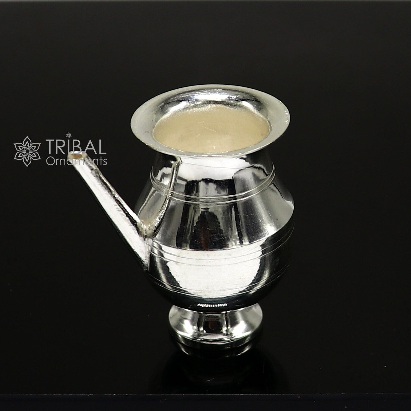925 Solid sterling silver handmade small karwa chauth Kalash or pot, unique silver puja article, water or milk shiva Abhishek kalash su1201 - TRIBAL ORNAMENTS