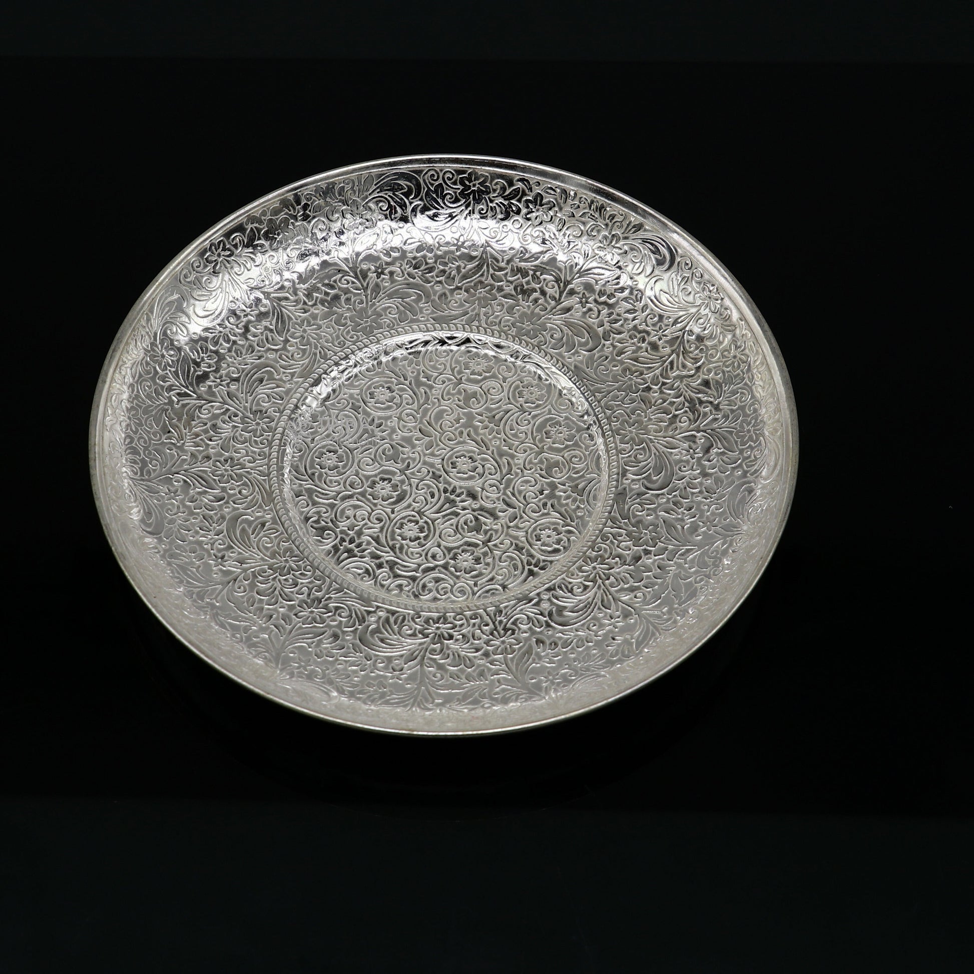925 Sterling silver handmade solid silver plate or tray, idols puja Prasadam(foods) plates puja article, silver gifting utensils sv283 - TRIBAL ORNAMENTS