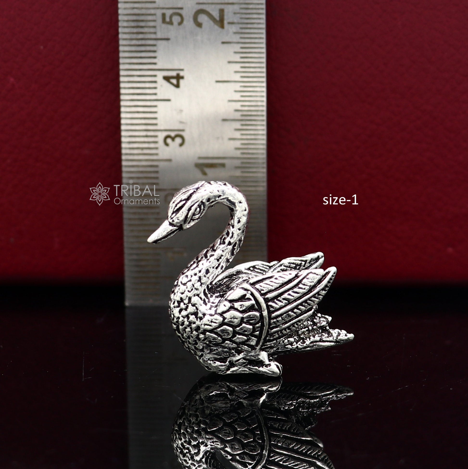 925 sterling silver handmade Silver swan figurine Swan silver miniature Beautiful silver miniature swan best diwali gift art754 - TRIBAL ORNAMENTS