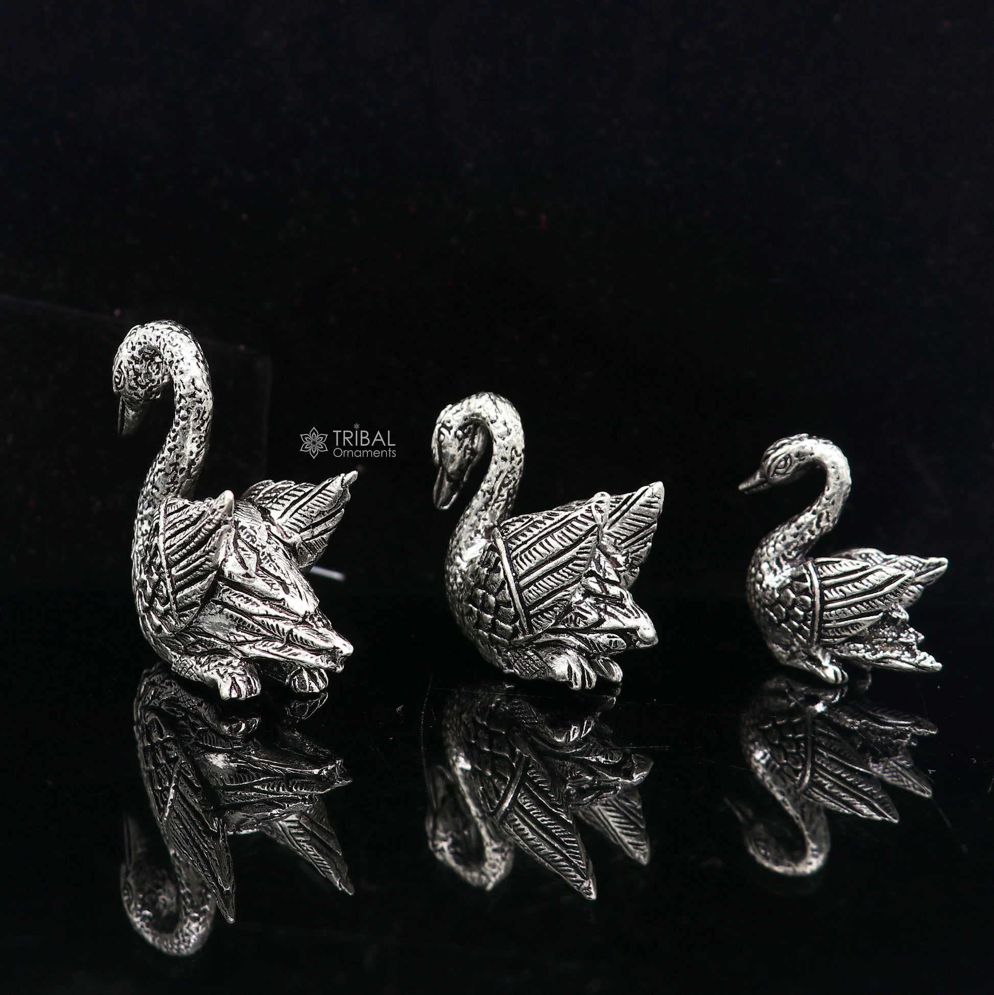 925 sterling silver handmade Silver swan figurine Swan silver miniature Beautiful silver miniature swan best diwali gift art754 - TRIBAL ORNAMENTS