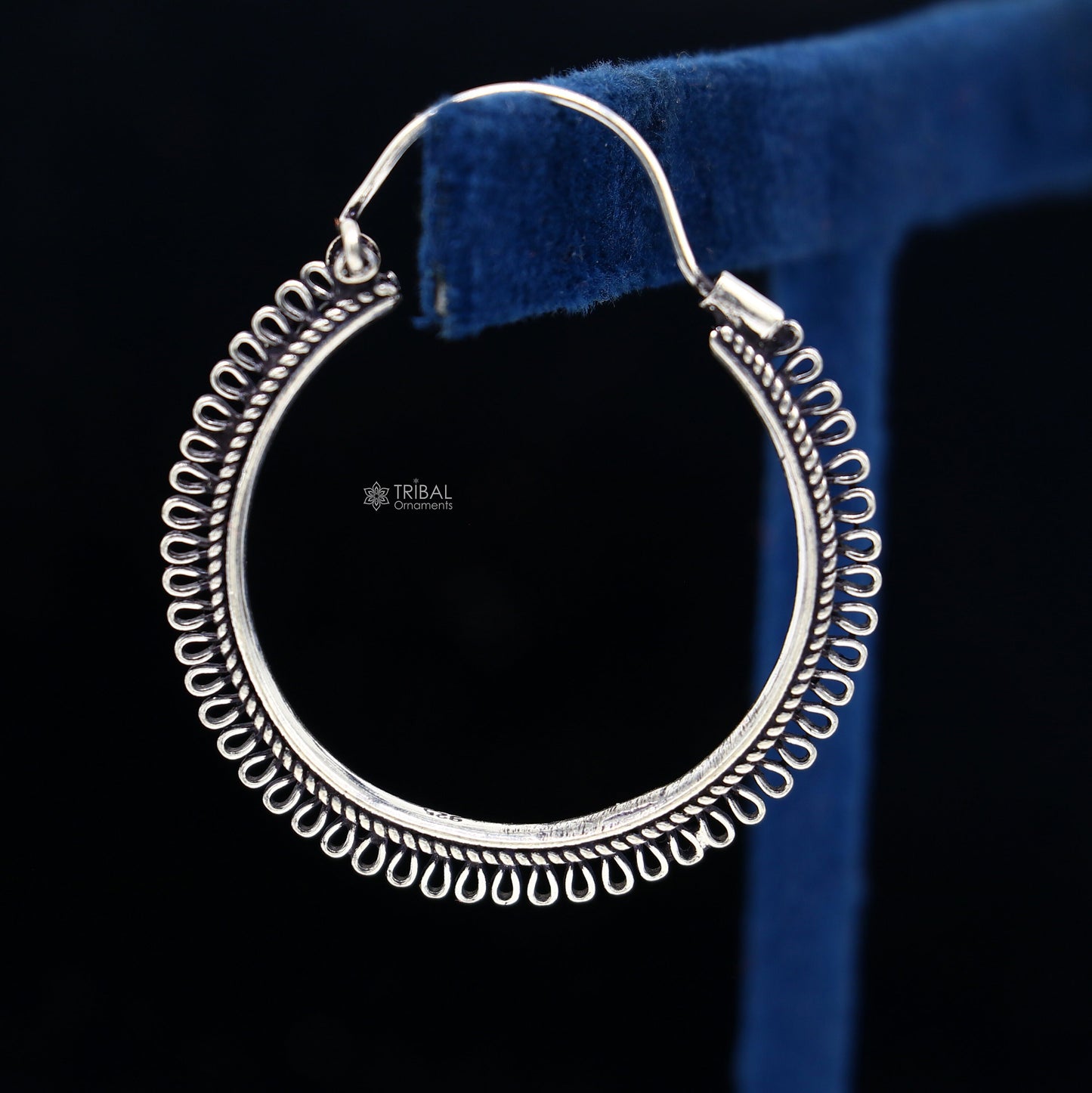 92.5 sterling silver gorgeous Exclusive design hoops hanging earrings fabulous silver ethnic tribal functional earrings jewellery s1262 - TRIBAL ORNAMENTS