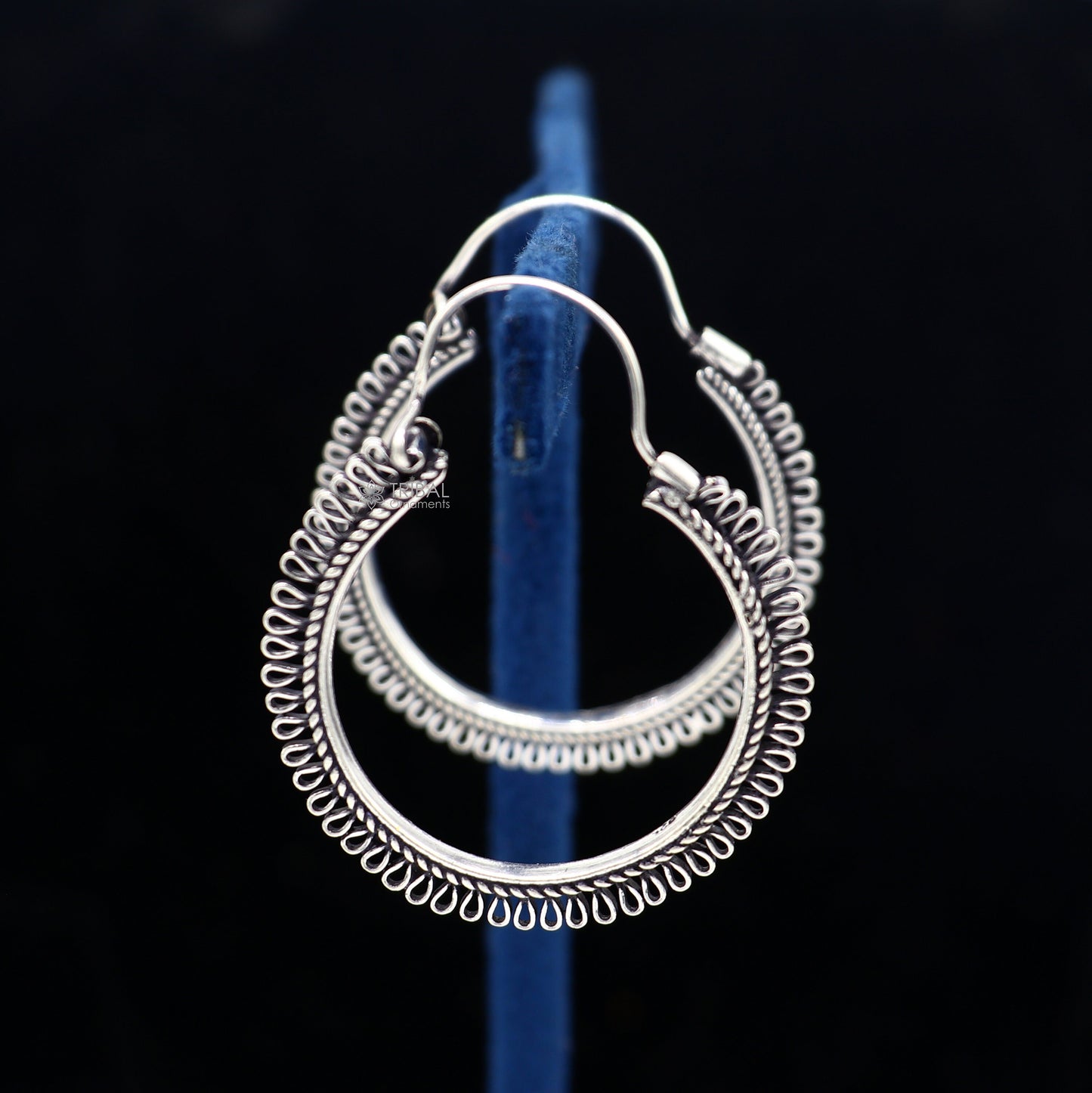 92.5 sterling silver gorgeous Exclusive design hoops hanging earrings fabulous silver ethnic tribal functional earrings jewellery s1262 - TRIBAL ORNAMENTS
