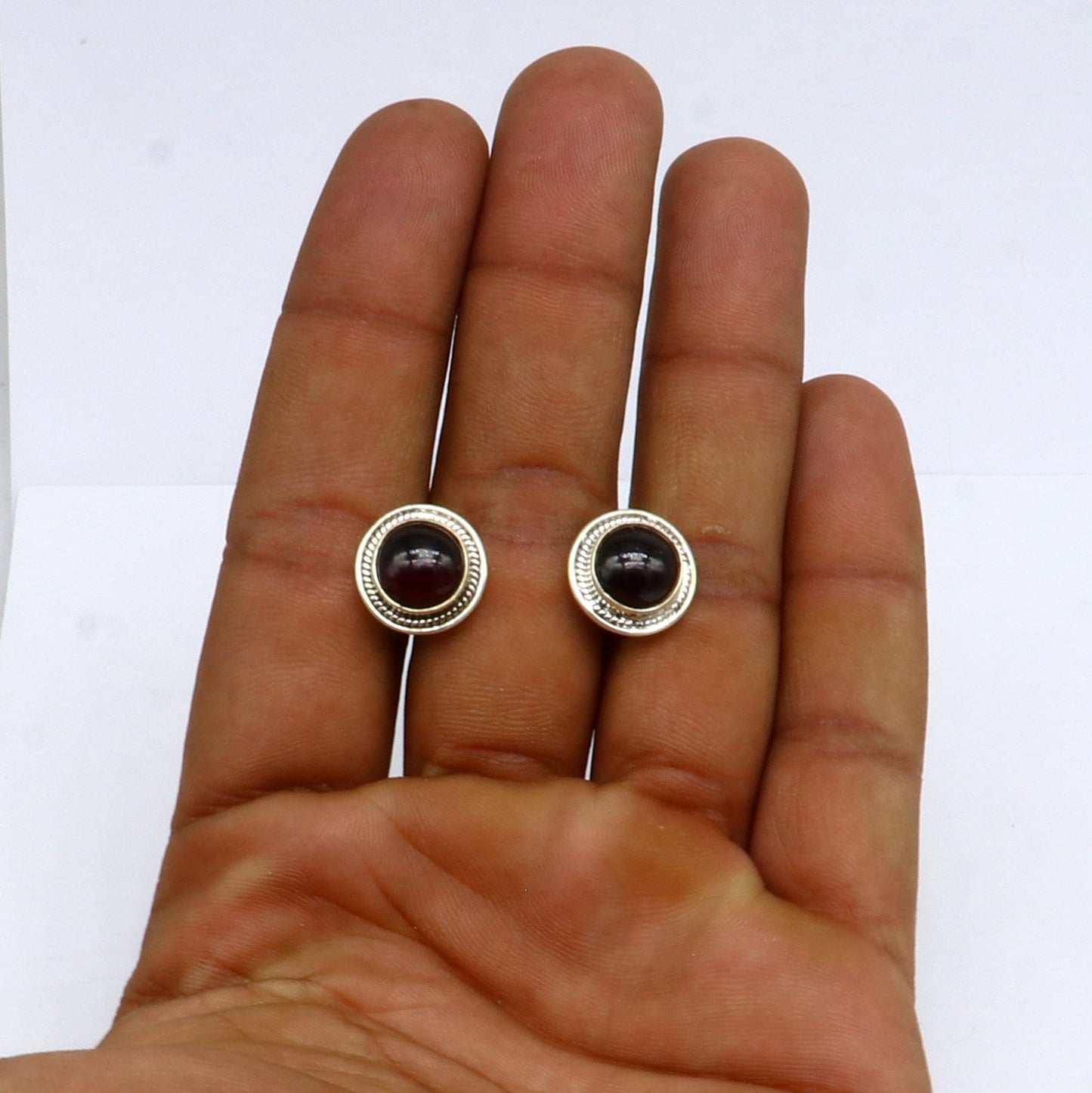 925 sterling silver fabulous garnet stone stud earrings, best unisex jewelry fancy earrings daily use jewelry collection s1268 - TRIBAL ORNAMENTS