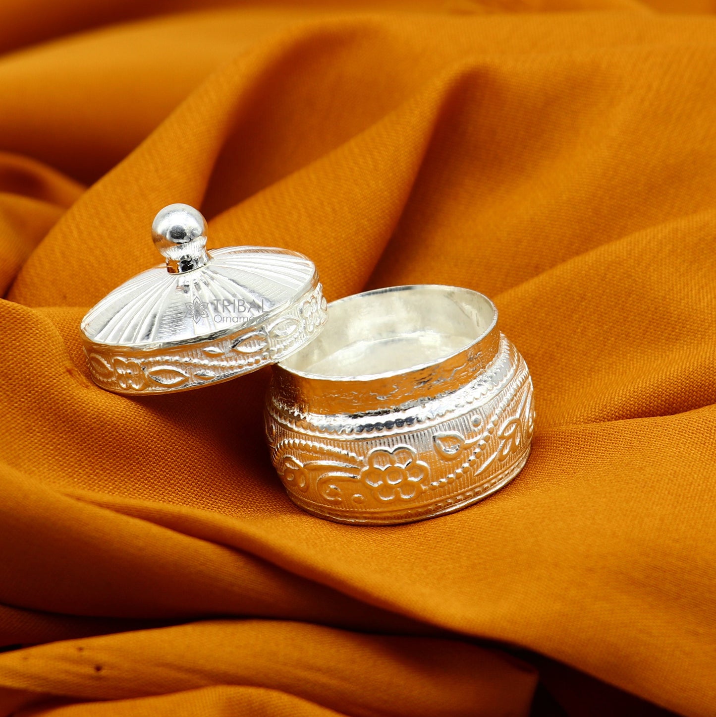 925 sterling silver trinket box, kajal box/casket box bridal round shape box collection, container box, eyeliner box gifting art stb844 - TRIBAL ORNAMENTS