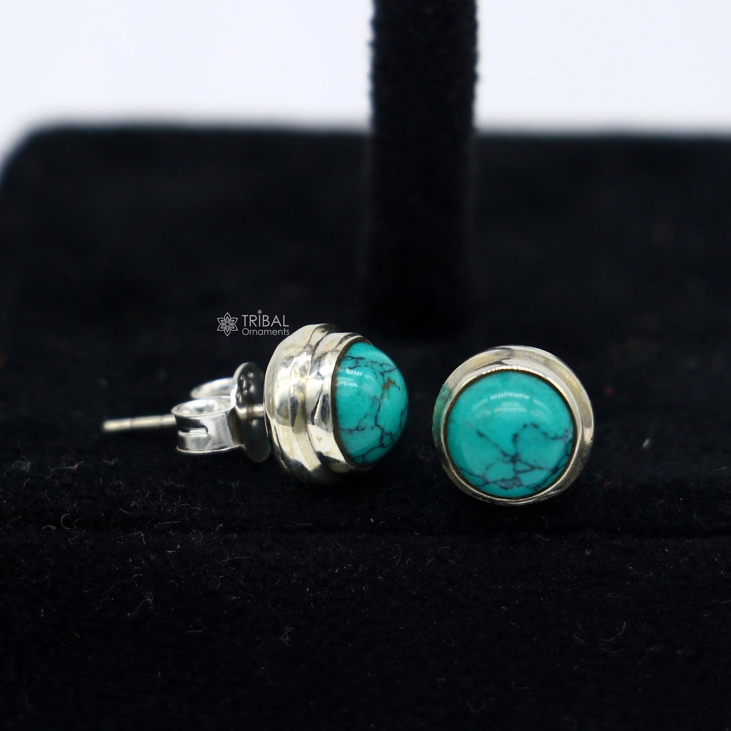 925 sterling silver handmade stud earring with gorgeous single blue turquoise stone stud earring best unisex jewelry s1276 - TRIBAL ORNAMENTS