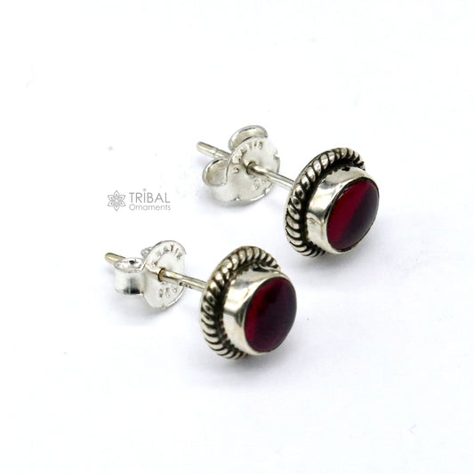 925 sterling silver gorgeous Garnet stone stud earring best gifting light weight stone jewelry s1283 - TRIBAL ORNAMENTS