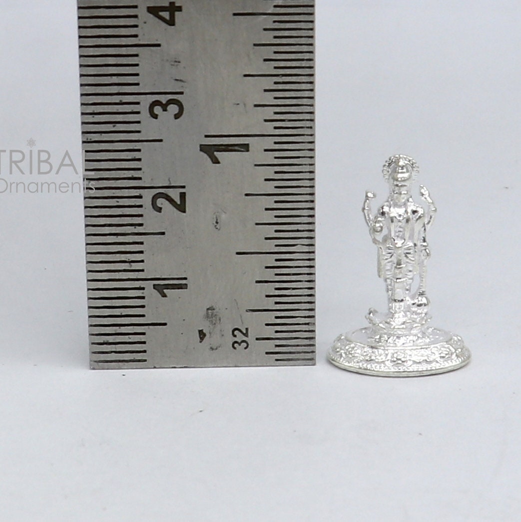 Divine sterling silver handmade Lord Vishnu Standing statue or Narayana figurine Murti , amazing Stunning puja worshipping  figurine art758 - TRIBAL ORNAMENTS