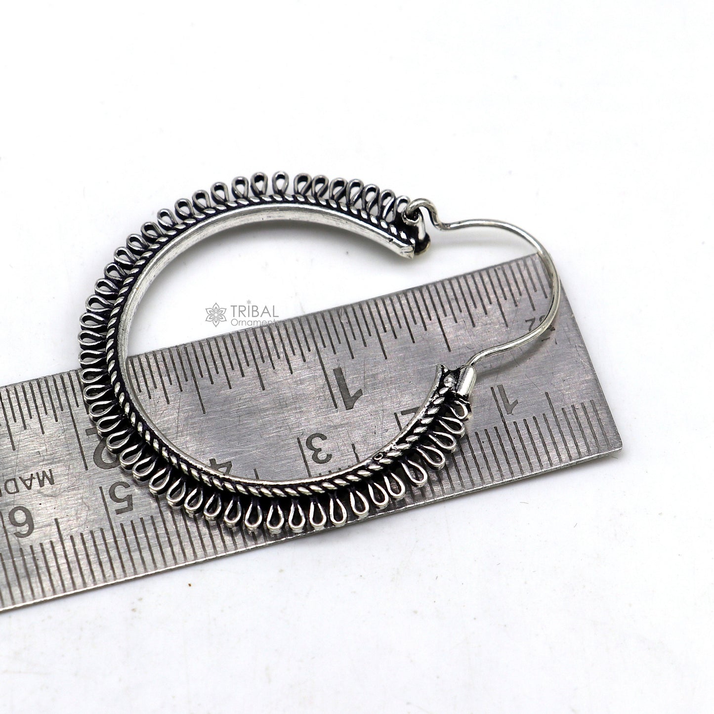 92.5 sterling silver gorgeous Exclusive design hoops hanging earrings fabulous silver ethnic tribal functional earrings jewellery s1262 - TRIBAL ORNAMENTS