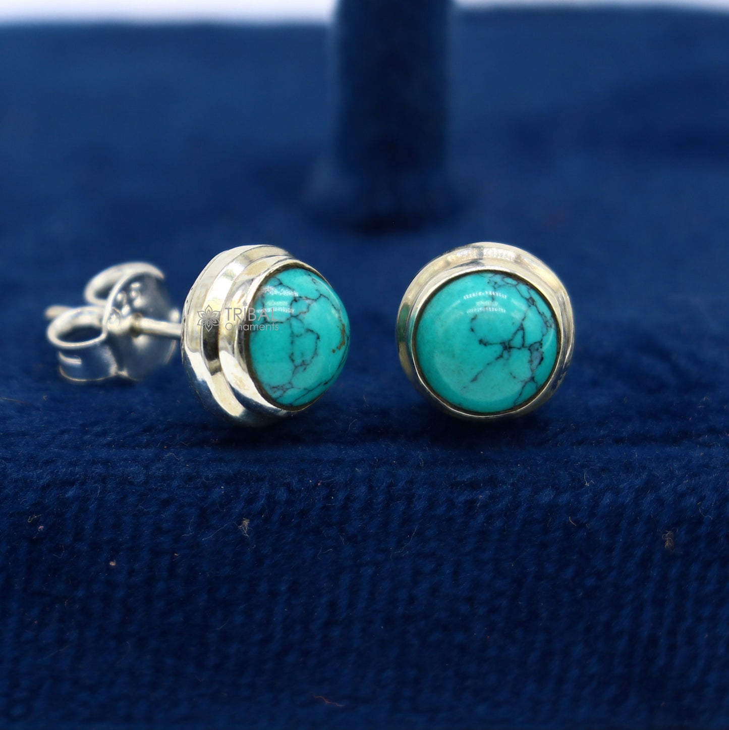 925 sterling silver handmade stud earring with gorgeous single blue turquoise stone stud earring best unisex jewelry s1276 - TRIBAL ORNAMENTS
