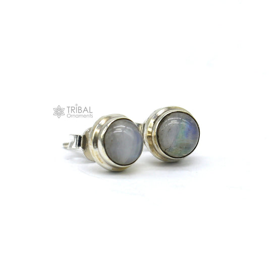 Moonstone 925 sterling silver handmade stud earring best unisex daily use jewelry s1277 - TRIBAL ORNAMENTS