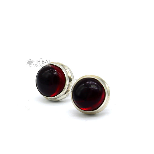 925 sterling silver gorgeous Garnet stone stud earring best gifting light weight stone jewelry s1278 - TRIBAL ORNAMENTS