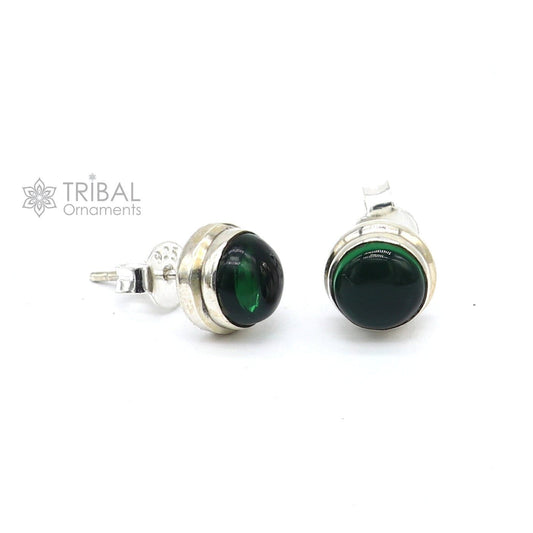 Fabulous green onyx stone handmade antique style 925 sterling silver stud earring excellent gifting jewelry for women's s1279 - TRIBAL ORNAMENTS