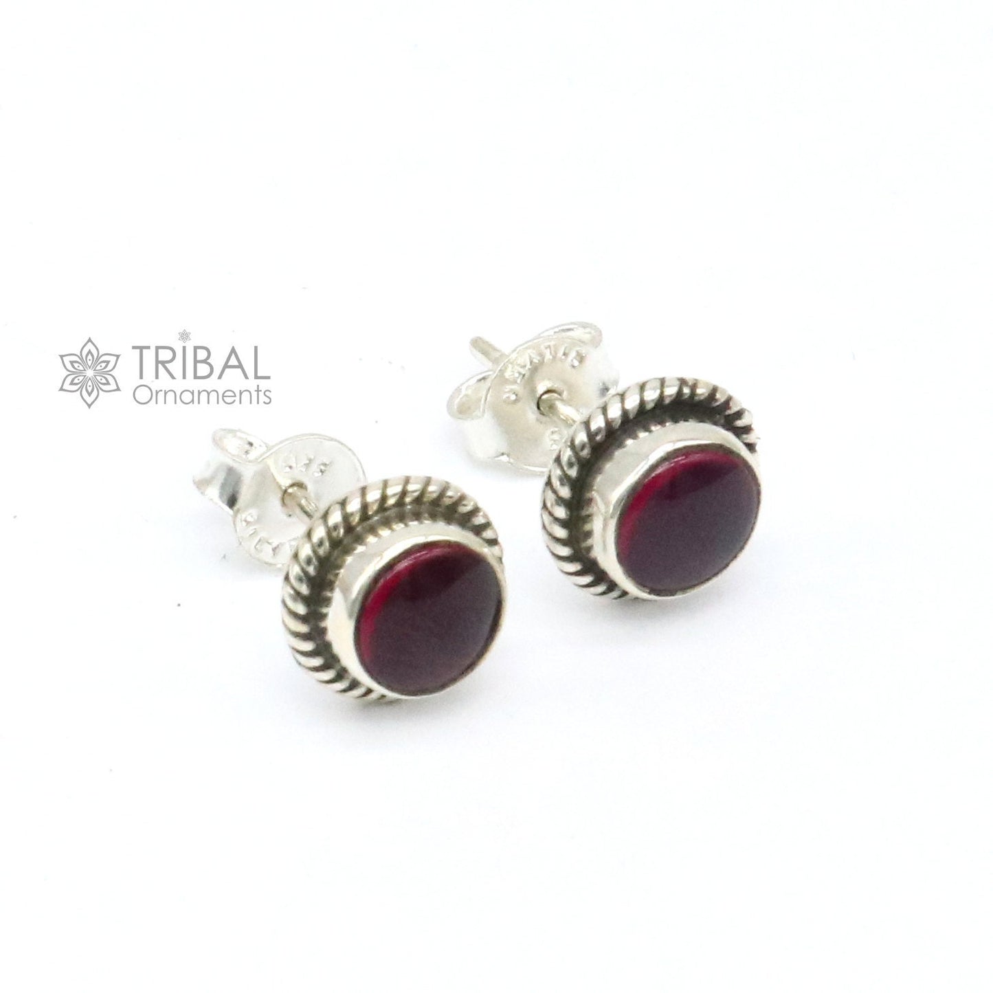 925 sterling silver gorgeous Garnet stone stud earring best gifting light weight stone jewelry s1283 - TRIBAL ORNAMENTS