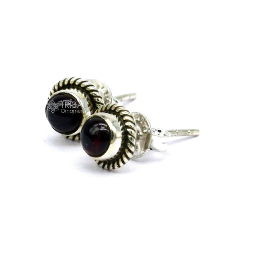925 sterling silver gorgeous garnet stone stud earring best gifting light weight stone jewelry s1285 - TRIBAL ORNAMENTS