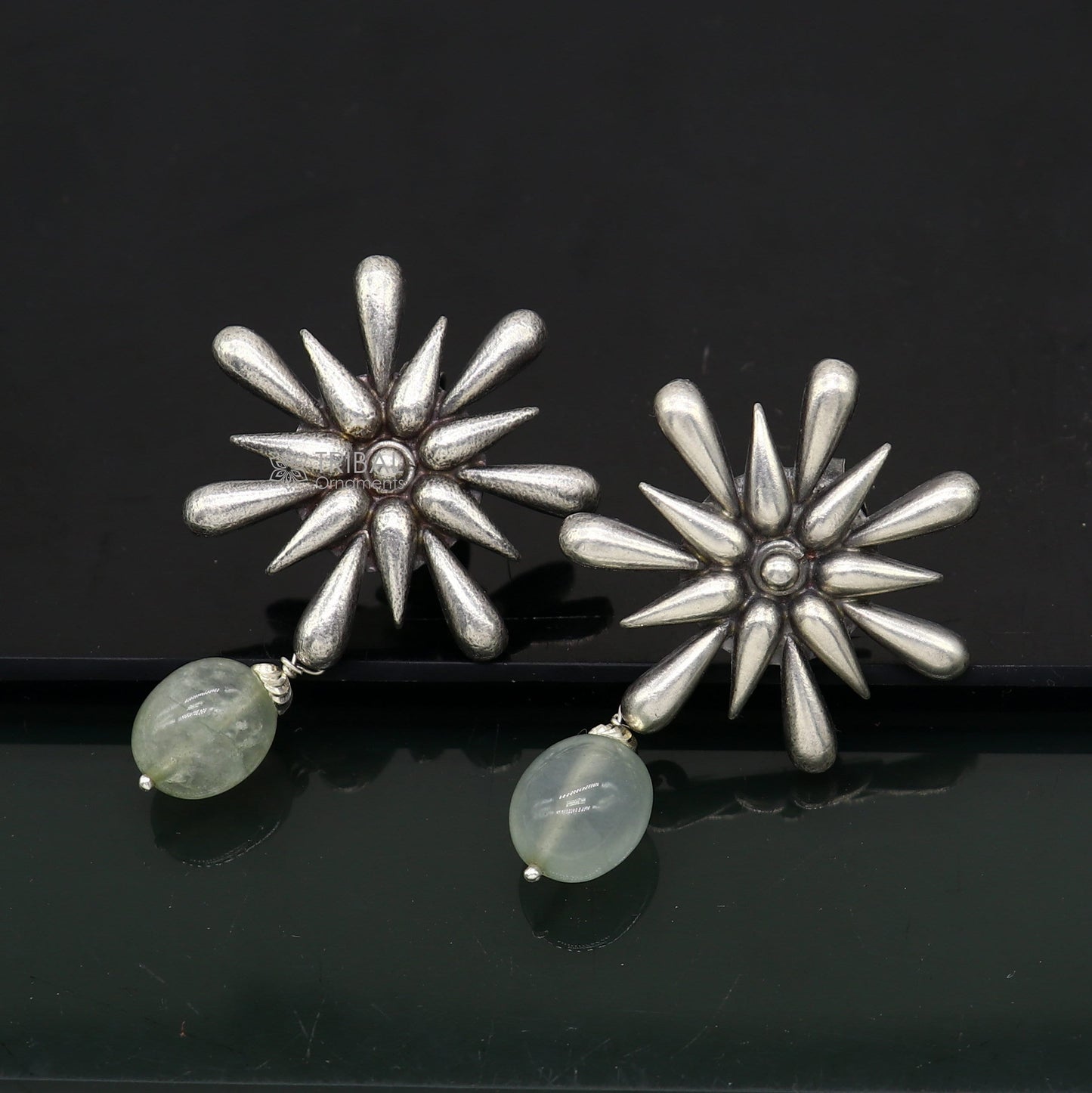925 sterling silver unique cultural style handmade design fabulous Stud earrings tribal jewelry from Rajasthan india s1298 - TRIBAL ORNAMENTS