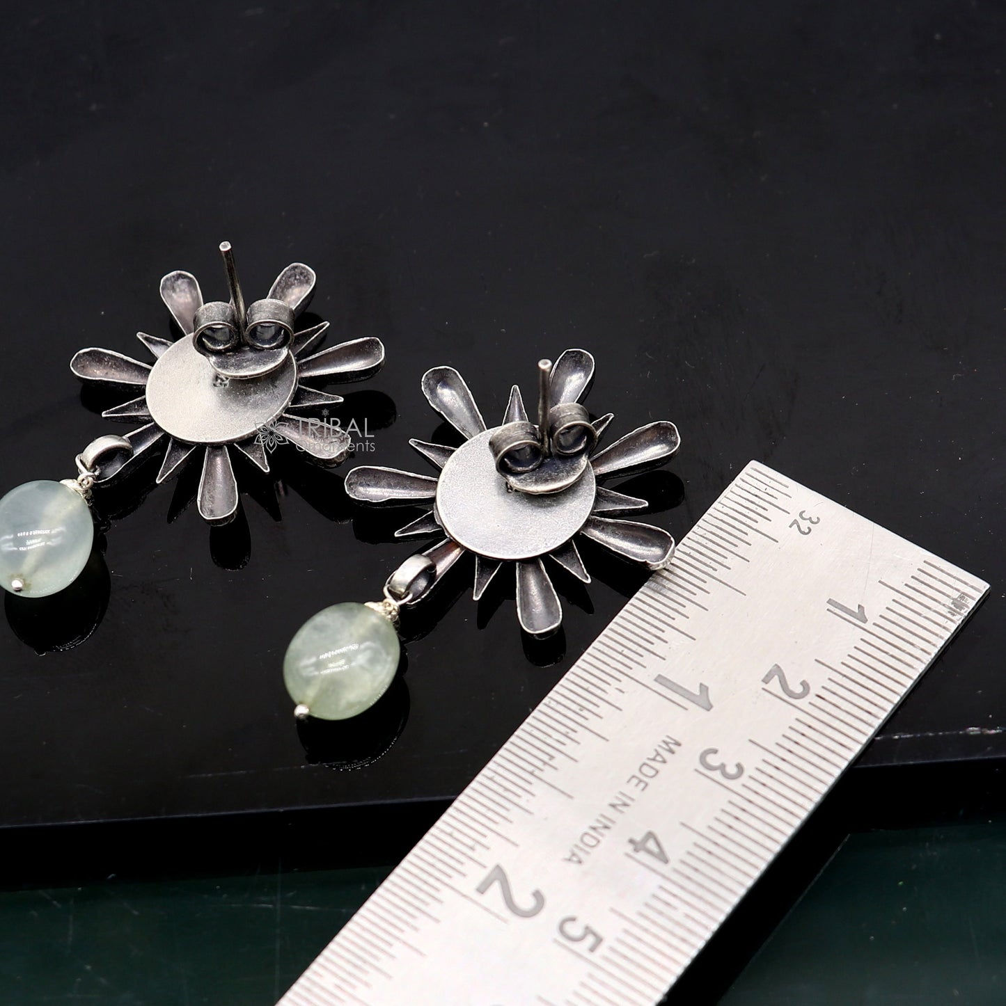 925 sterling silver unique cultural style handmade design fabulous Stud earrings tribal jewelry from Rajasthan india s1298 - TRIBAL ORNAMENTS
