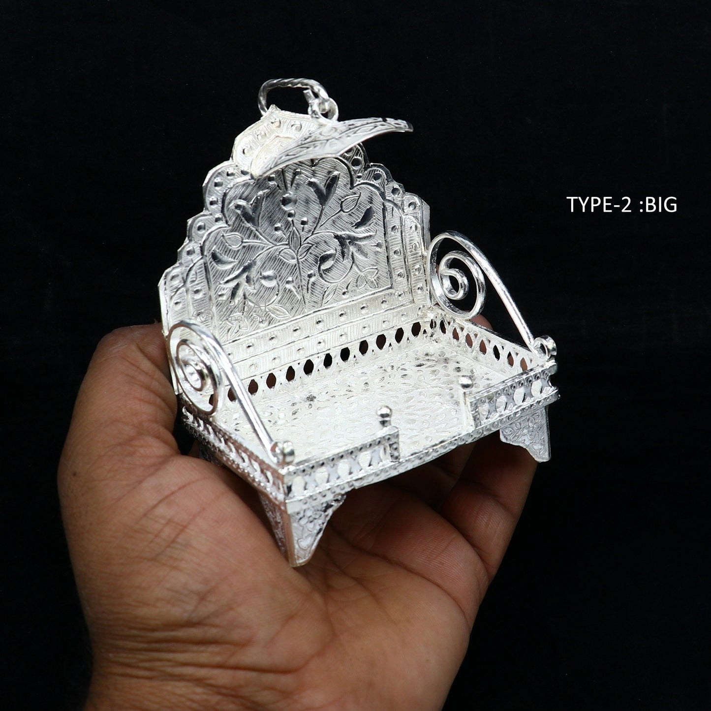 925 pure sterling silver sinhasan, God throne, god statue's stand chair singhasan, temple art puja asan chouki article art763 - TRIBAL ORNAMENTS