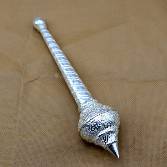 6" Sterling silver handmade vintage style lord Hanuman Gada/Mace, divine gift for idol hanuman for best wishes puja articles su1221 - TRIBAL ORNAMENTS