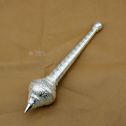 6" Sterling silver handmade vintage style lord Hanuman Gada/Mace, divine gift for idol hanuman for best wishes puja articles su1221 - TRIBAL ORNAMENTS