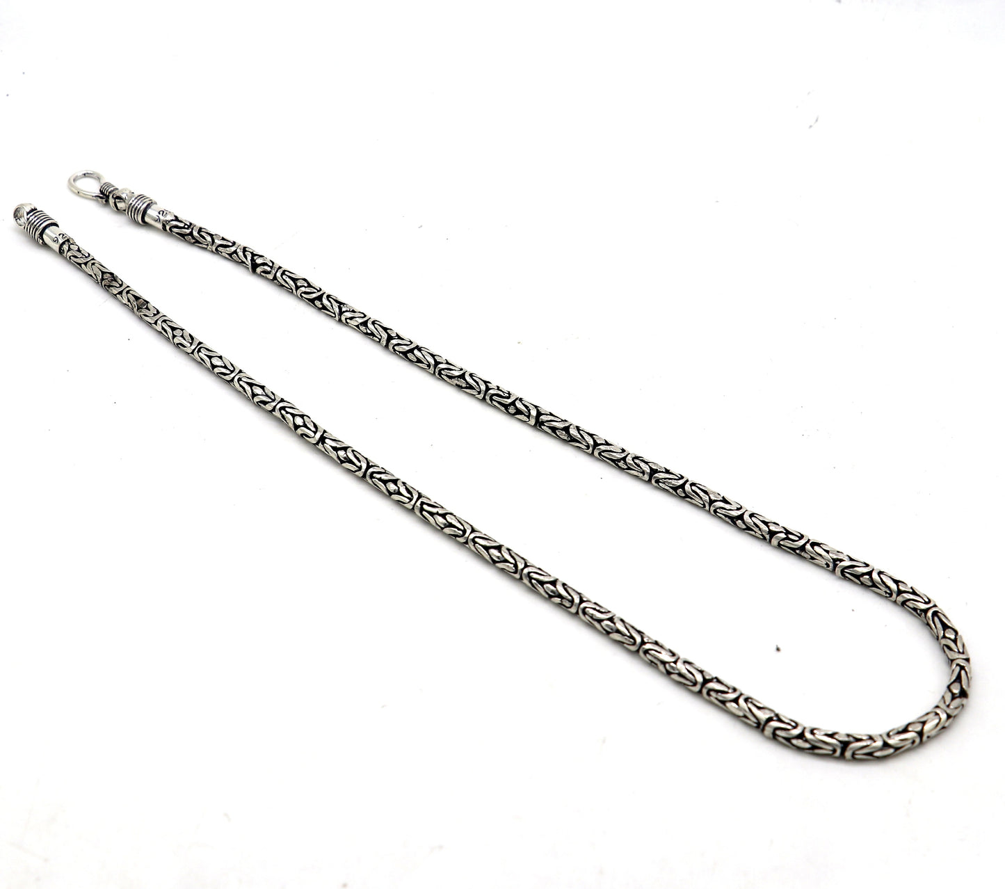 4mm 925 sterling silver Handmade solid vintage byzantine design chain heavy necklace, amazing luxury royal gifting men's jewelry ch573 - TRIBAL ORNAMENTS
