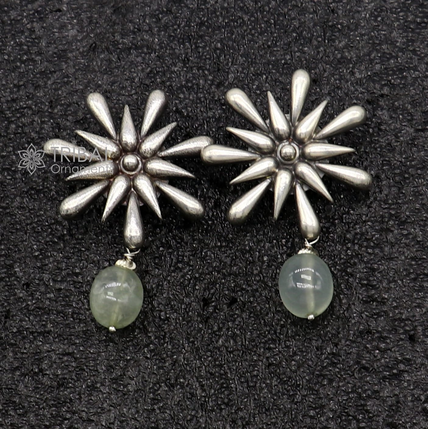 925 sterling silver unique cultural style handmade design fabulous Stud earrings tribal jewelry from Rajasthan india s1298 - TRIBAL ORNAMENTS
