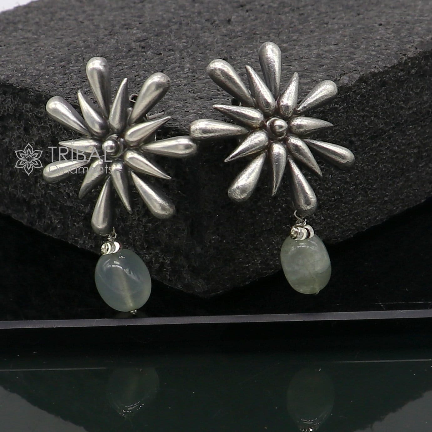 925 sterling silver unique cultural style handmade design fabulous Stud earrings tribal jewelry from Rajasthan india s1298 - TRIBAL ORNAMENTS