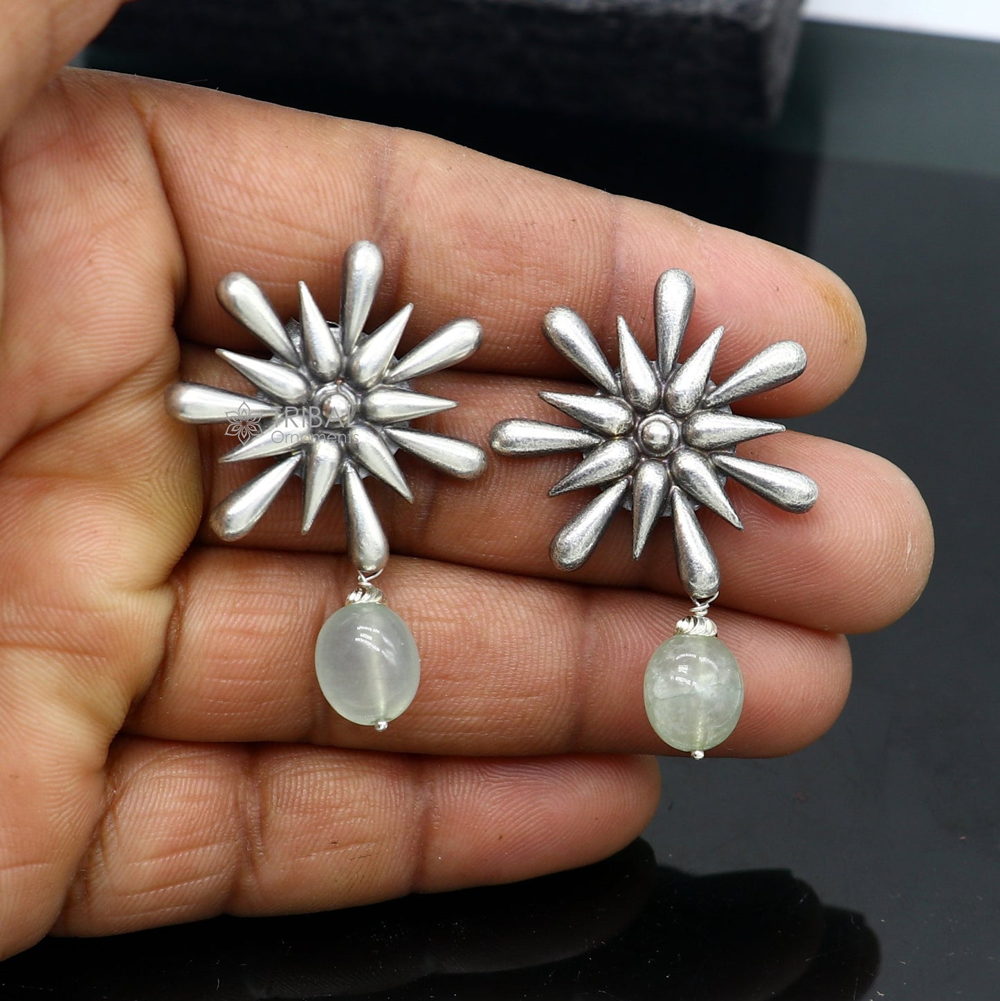 925 sterling silver unique cultural style handmade design fabulous Stud earrings tribal jewelry from Rajasthan india s1298 - TRIBAL ORNAMENTS