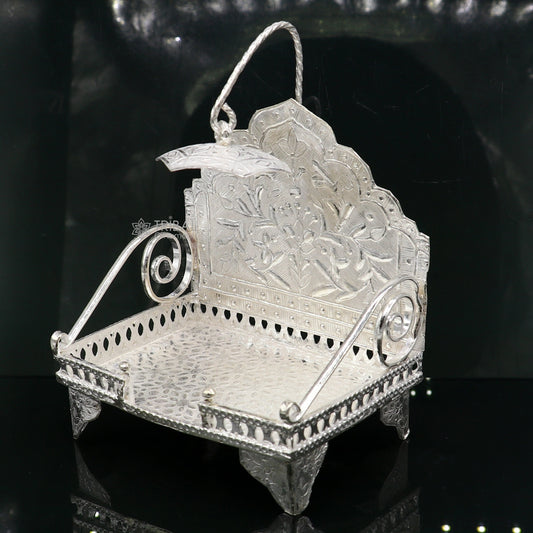 925 pure sterling silver sinhasan, God throne, god statue's stand chair singhasan, temple art puja asan chouki article art761 - TRIBAL ORNAMENTS