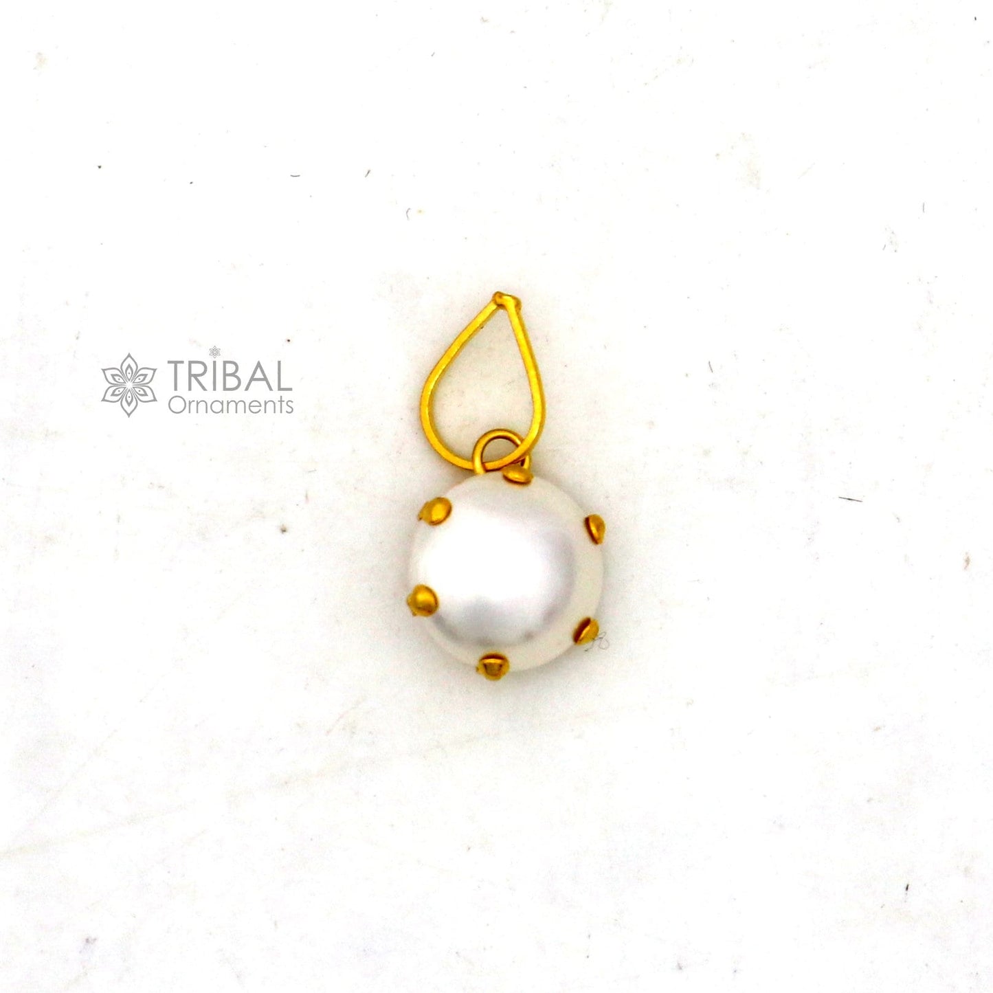 8mm pearl Fabulous Handmade 14kt yellow gold pendant, exclusive square shape pendant for daily use jewelry gp33 - TRIBAL ORNAMENTS