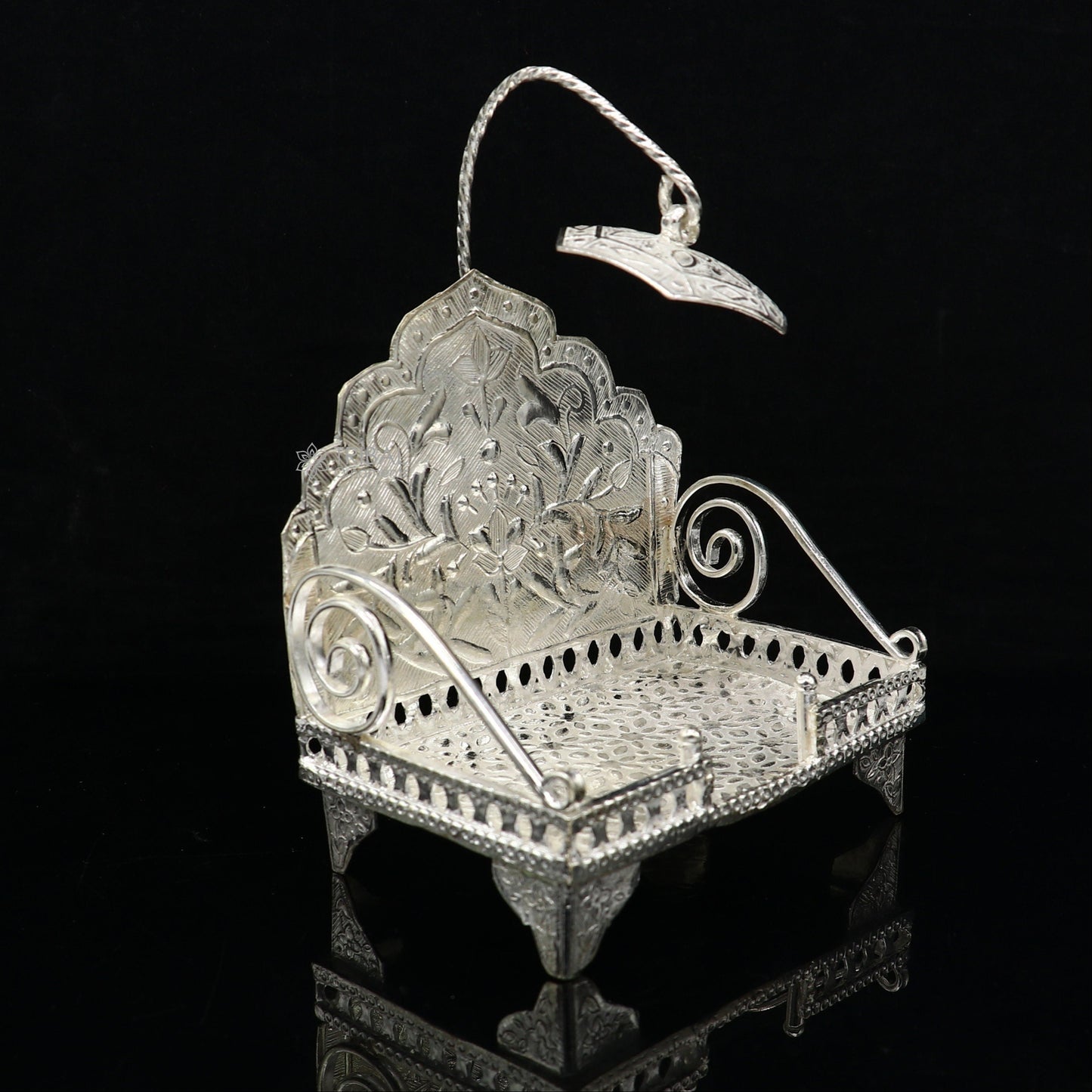 925 pure sterling silver sinhasan, God throne, god statue's stand chair singhasan, temple art puja asan chouki article art762 - TRIBAL ORNAMENTS