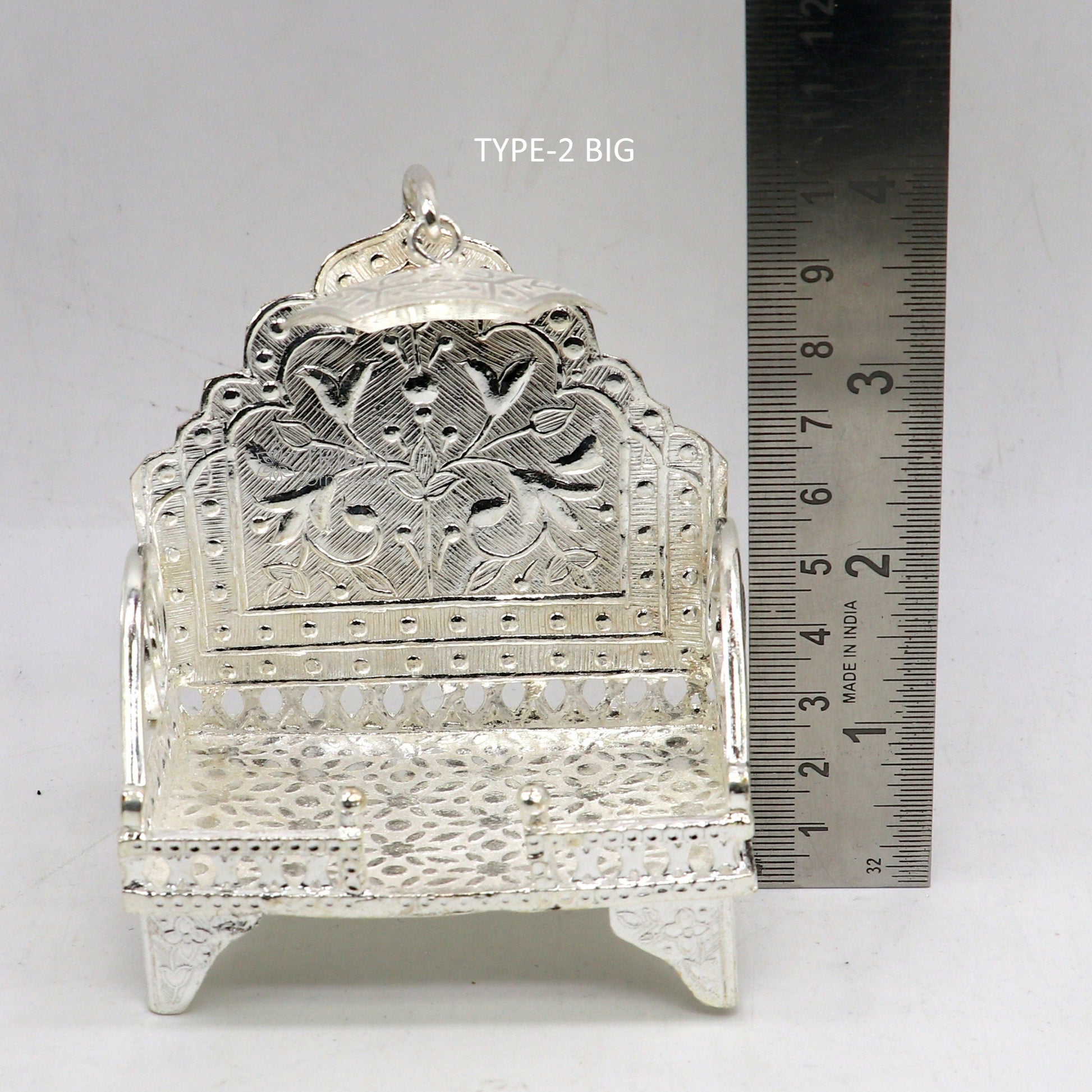 925 pure sterling silver sinhasan, God throne, god statue's stand chair singhasan, temple art puja asan chouki article art763 - TRIBAL ORNAMENTS
