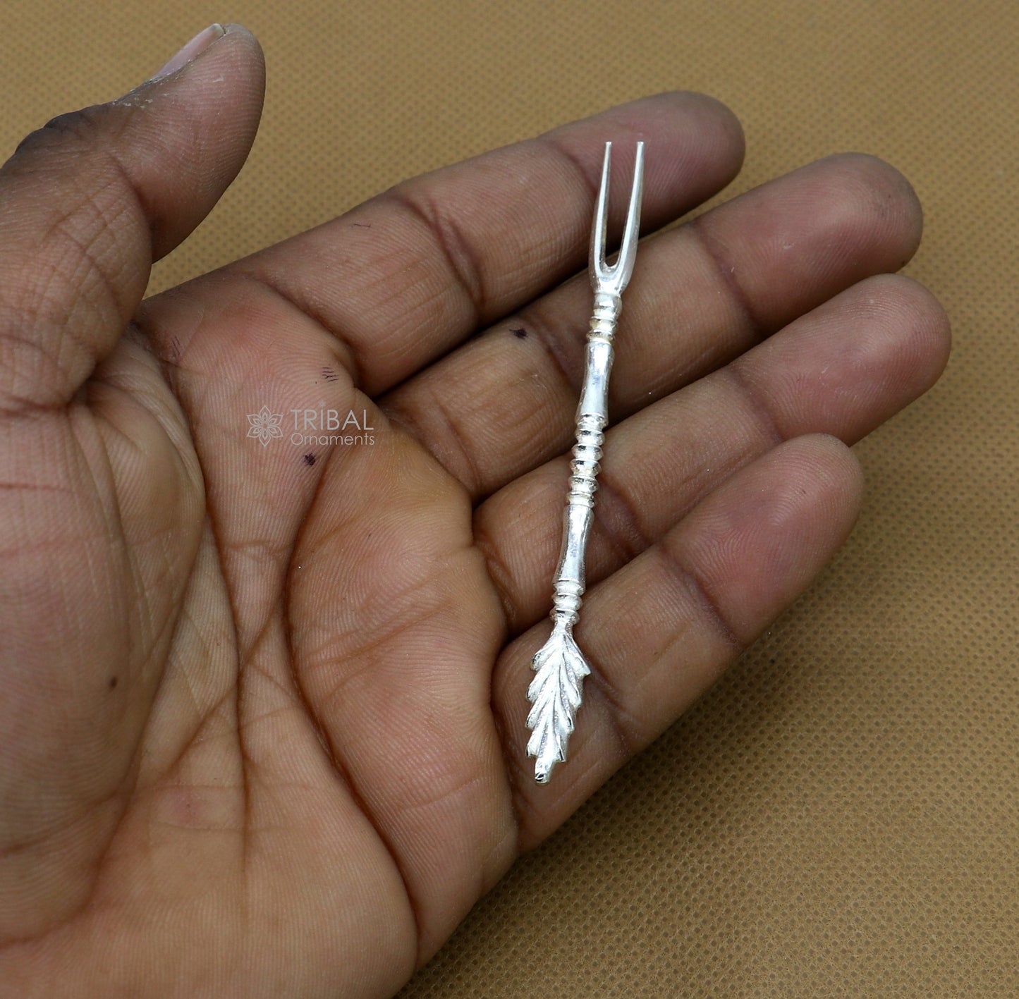 925 solid silver handmade chopsticks/fork snack fruit food fork excellent hand crafted design daily use otr011 - TRIBAL ORNAMENTS