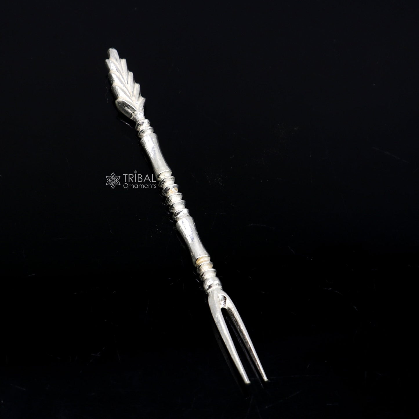 925 solid silver handmade chopsticks/fork snack fruit food fork excellent hand crafted design daily use otr011 - TRIBAL ORNAMENTS