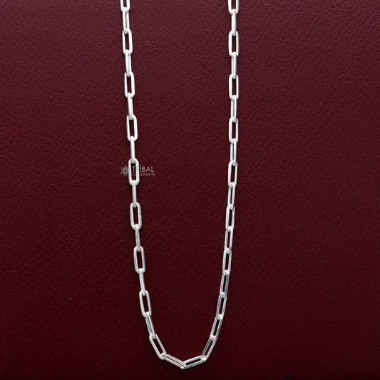 3MM 20" 925 sterling silver handmade solid fancy stylish silver chain necklace baht chain best gifting jewelry from India ch575 - TRIBAL ORNAMENTS