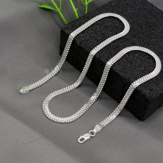 20" 4mm 925 sterling silver handmade amazing delicate solid waved beads high quality chains necklace, best gifting necklace chain ch579 - TRIBAL ORNAMENTS