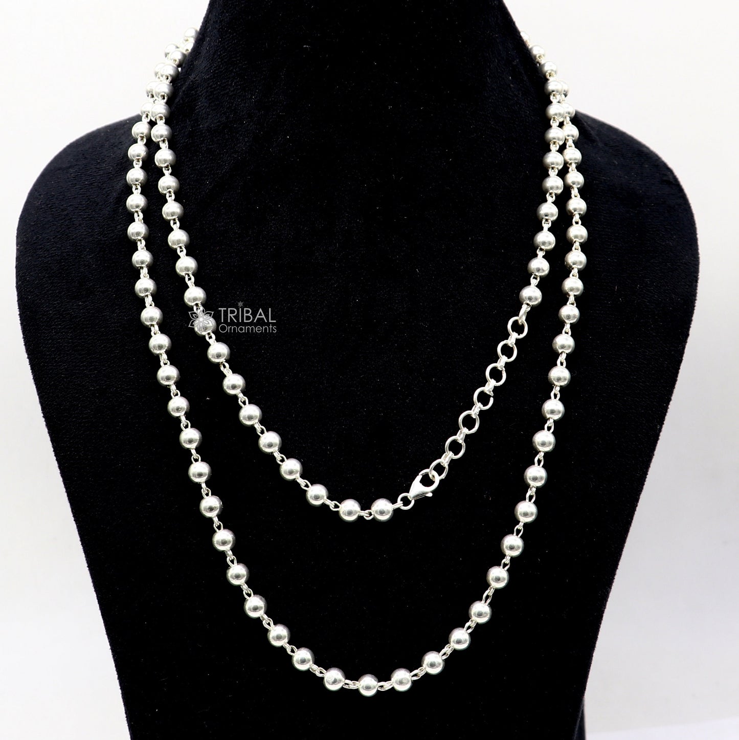 All size 925 Sterling silver adjustable handmade 6 mm beaded chain plain design belly chain, waist chain ,Saree chain belly dance wch28 - TRIBAL ORNAMENTS