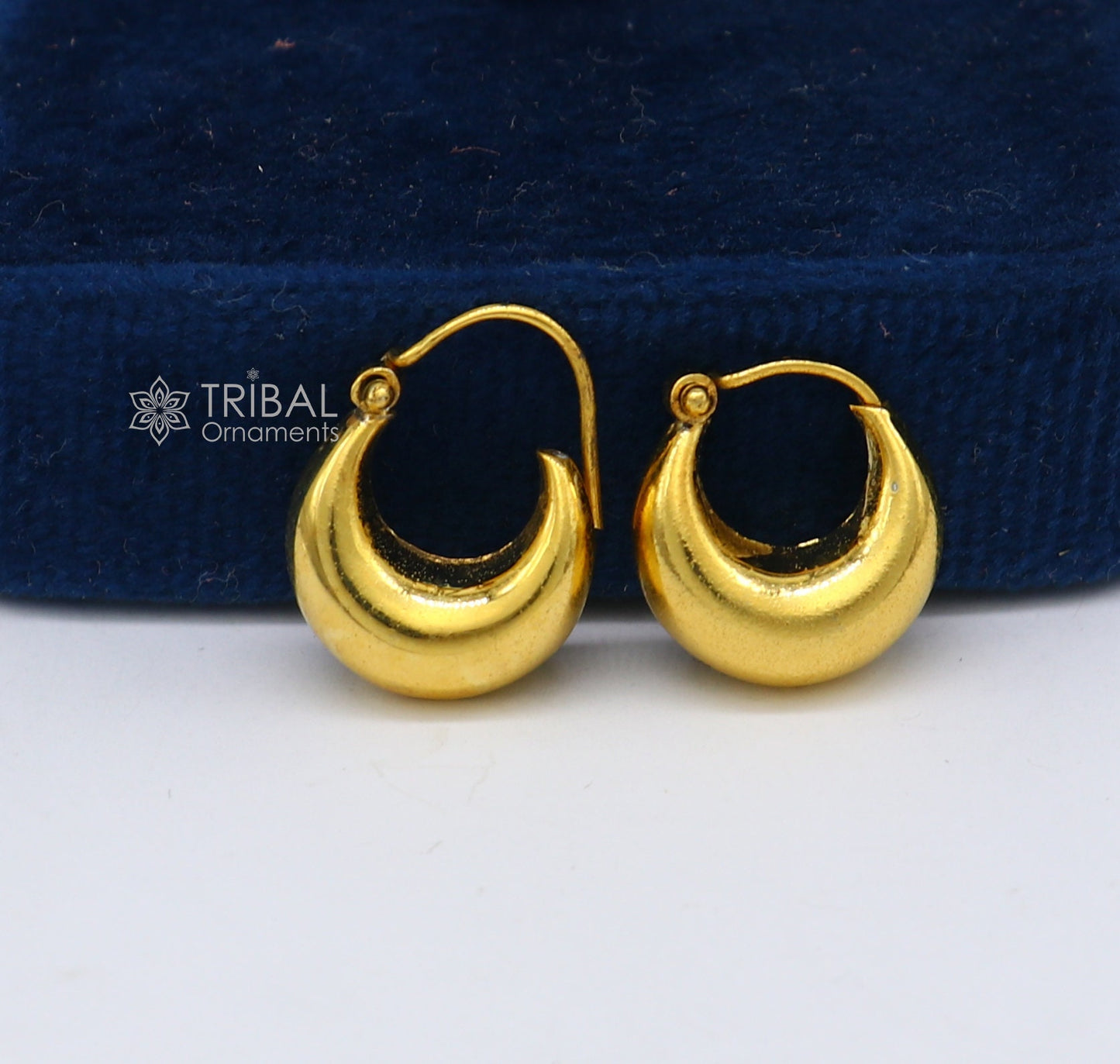 Vintage antique design handmade 925 sterling silver gorgeous gold polished hoops boho earrings bali tribal Banjara jewelry s1303 - TRIBAL ORNAMENTS