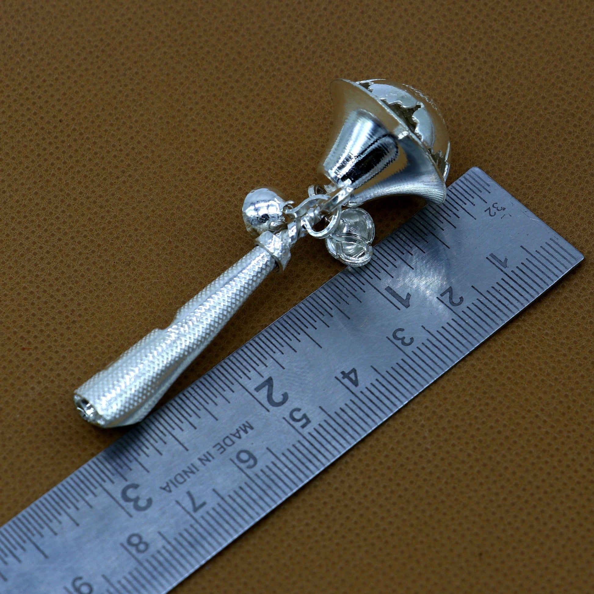 925 sterling silver handmade design new born baby gifting bells toy, baby Krishna gifting toy, silver temple article su1263 - TRIBAL ORNAMENTS