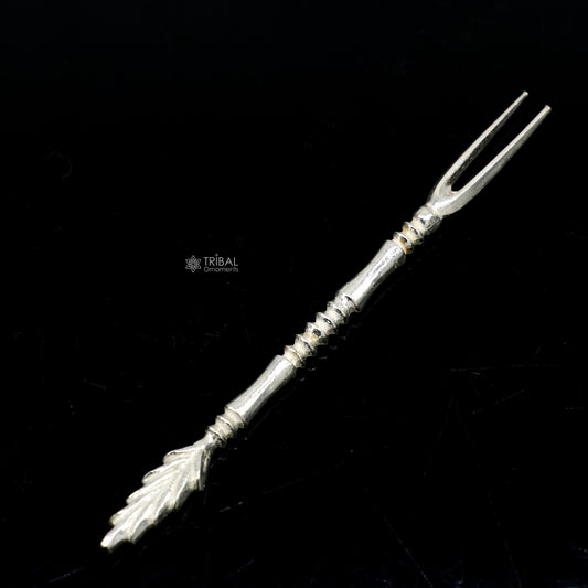 925 solid silver handmade chopsticks/fork snack fruit food fork excellent hand crafted design daily use otr011 - TRIBAL ORNAMENTS